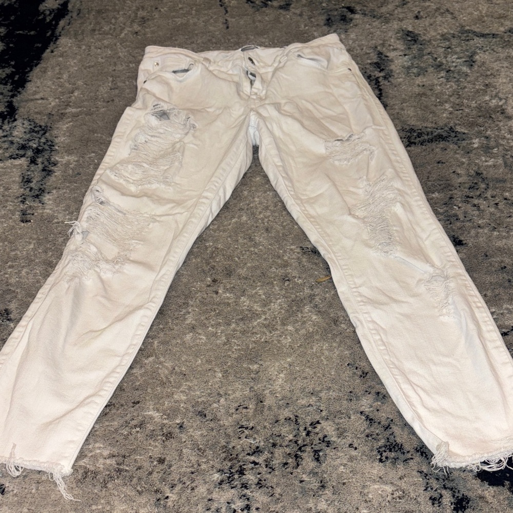 Guess White Distressed Boyfriend Jeans